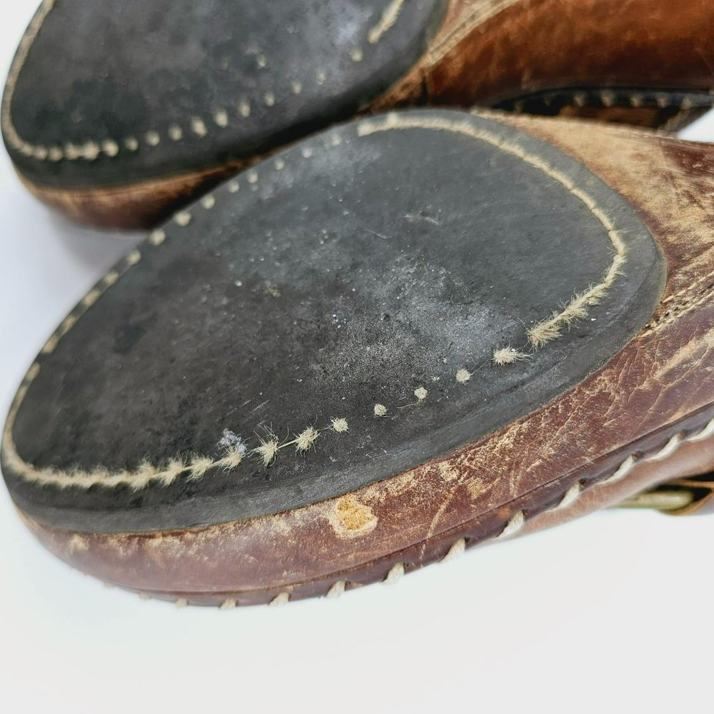 Frye Charlotte Ring Mules Clogs 9.5 M Brown Leather Distressed Stitched Rivets - Picture 11 of 16
